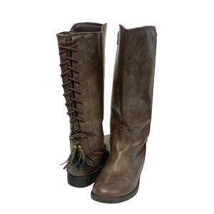 London Fog Brooke Boots Zip, Laced Back Fringe Girls Size 2M